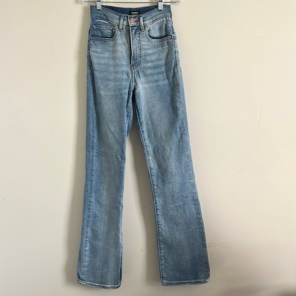 Express boot high rise jeans size 00 regular light wash